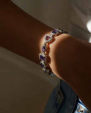 Pulseira Riviera Mix Safira Azul Cravejada Cristal com Fecho Italiano