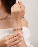 Pulseira Riviera Mix Pedras Coloridas Cravejada Cristal com Fecho Italiano