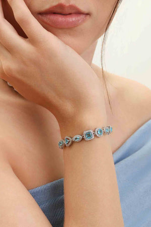 Pulseira Riviera Mix Azul Sky Cravejada Cristal com Fecho Italiano