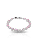 Pulseira Riviera Mix Quartzo Rosa Cravejada Cristal com Fecho Italiano