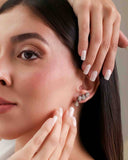 Ear Cuff Champagne Cravejado Cristal com Gota Pendente