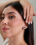Ear Cuff Safira Azul Cravejado Cristal com Gota Pendente