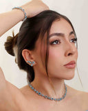 Ear Cuff Azul Sky Cravejado Cristal com Gota Pendente