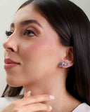 Ear Cuff Azul Topázio Cravejado Cristal com Gota Pendente