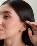 Ear Cuff Turmalina Paraíba Cravejado Cristal com Gota Pendente