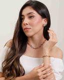 Ear Cuff Esmeralda Cravejado Cristal com Gota Pendente