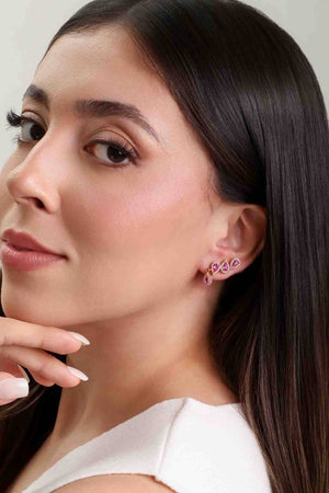 Ear Cuff Rubi Cravejado Cristal com Gota Pendente