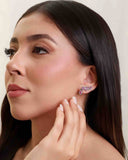 Ear Cuff Rubi Cravejado Cristal com Gota Pendente