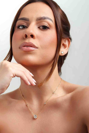 Conjunto Gargantilha e Brinco  Ponto de luz Cristal