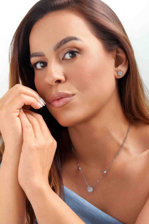 Conjunto Gargantilha e Brinco  Ponto de luz Cristal