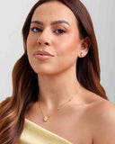 Conjunto Gargantilha Elo Veneziano com Pingente Gota Cristal e Brincos