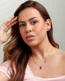 Conjunto Gargantilha Elo Veneziano com Pingente Gota Ametista e Brincos