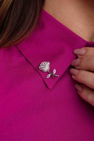 Broche Flor Cravejado Cristal