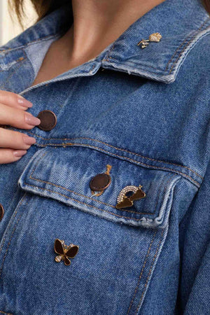 Broche Nuvem Arco-Iris Esmaltado Marrom com Detalhes Cravejado Cristal