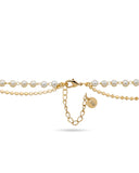 Choker Dupla Pérolas e Corrente Plaquinhas Achatadas