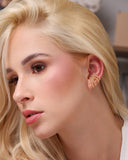 Brinco Ear Cuff Quatro Filetes Vazados Bolinhas Lisas