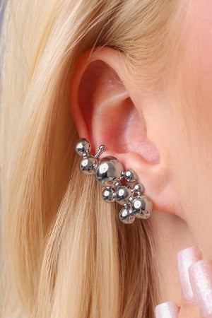 Brinco Ear Cuff Híbrido Bolinhas Irregulares Lisas