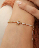 Pulseira Tennis Riviera Ajustável com Pingente Gota Cravejada Cristal