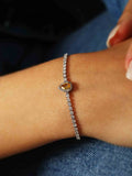 Pulseira Tennis Riviera Cristal Ajustável com Pingente Gota Citrino Cravejada Cristal