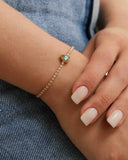 Pulseira Tennis Riviera Cristal Ajustável com Pingente Gota Turmalina Cravejada Cristal