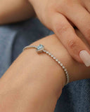 Pulseira Tennis Riviera Cristal Ajustável com Pingente Gota Azul Sky Cravejada Cristal