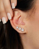 Brinco Ear Cuff Trio Pontos de Luz Cristal