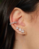 Brinco Ear Cuff Trio Pontos de Luz Cristal