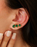 Brinco Ear Cuff Trio Pontos de Luz Verde Esmeralda