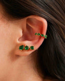 Brinco Ear Cuff Trio Pontos de Luz Verde Esmeralda