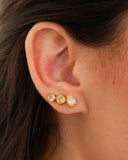 Brinco Ear Cuff Trio Pontos de Luz Citrino Nude