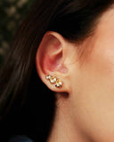 Brinco Ear Cuff Trio Pontos de Luz Citrino Nude