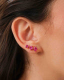 Brinco Ear Cuff Trio Pontos de Luz Rosa