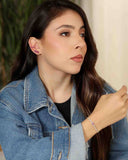 Brinco Ear Cuff Trio Pontos de Luz Rosa