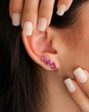 Brinco Ear Cuff Trio Pontos de Luz Rosa