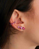 Brinco Ear Cuff Trio Pontos de Luz Rosa
