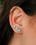 Brinco Ear Cuff Trio Pontos de Luz Azul Sky