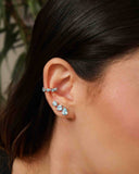 Brinco Ear Cuff Trio Pontos de Luz Azul Sky