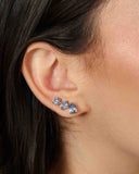 Brinco Ear Cuff Trio Pontos de Luz Azul Tiffany