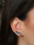 Brinco Ear Cuff Trio Pontos de Luz Azul Safira