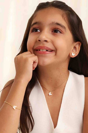 Gargantilha Infantil Pingente Borboleta Esmaltada Branca