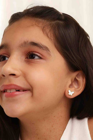 Brinco Infantil Borboleta Esmaltada Branca