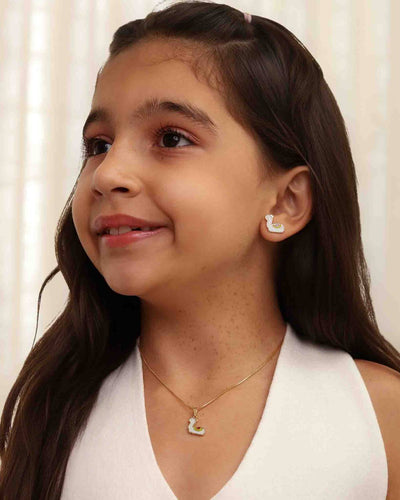 Conjunto Infantil Lhama Esmaltado Branco com Detalhes Coloridos
