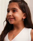 Conjunto Infantil Coração Esmaltado Verde Tiffany