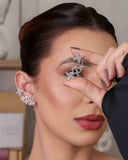 Brinco Ear Cuff Flores Navete Cristal Pino e Encaixe