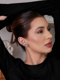 Brinco Ear Cuff Flores Navete Champagne Pino e Encaixe