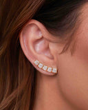 Brinco Ear Cuff Carre Quadrado Cristal com Tarraxa Virgula