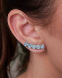 Brinco Ear Cuff Carre Quadrado Azul Sky com Tarraxa Virgula