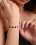 Pulseira Veneziana com Pontos de Luz Pedras Pretas