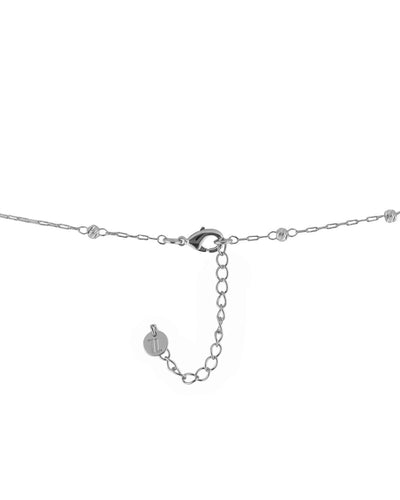 Colar Elos Bolinhas Diamantadas Pingente Coração Cravejado Cristal - 45 cm
