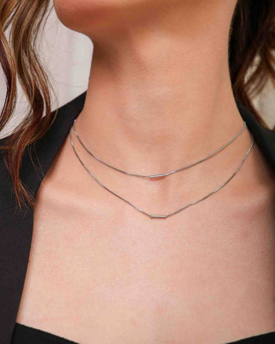 Chocker Veneziana Dupla com Pingentes Barra Canutilho Lisos